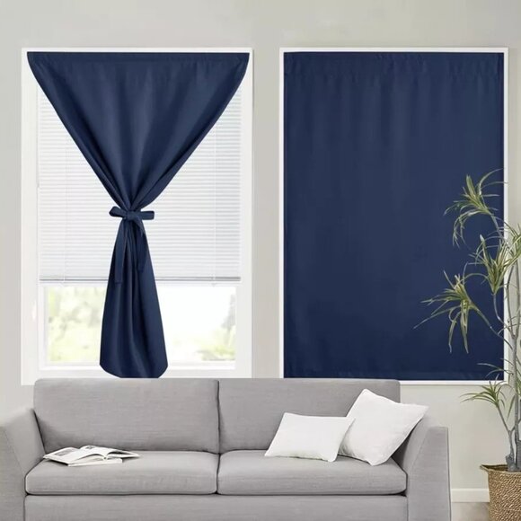 RYB HOME Self Adhesive Blackout Living Room Bedroom 2 Panels Curtains 32” X 63” - Picture 9 of 10